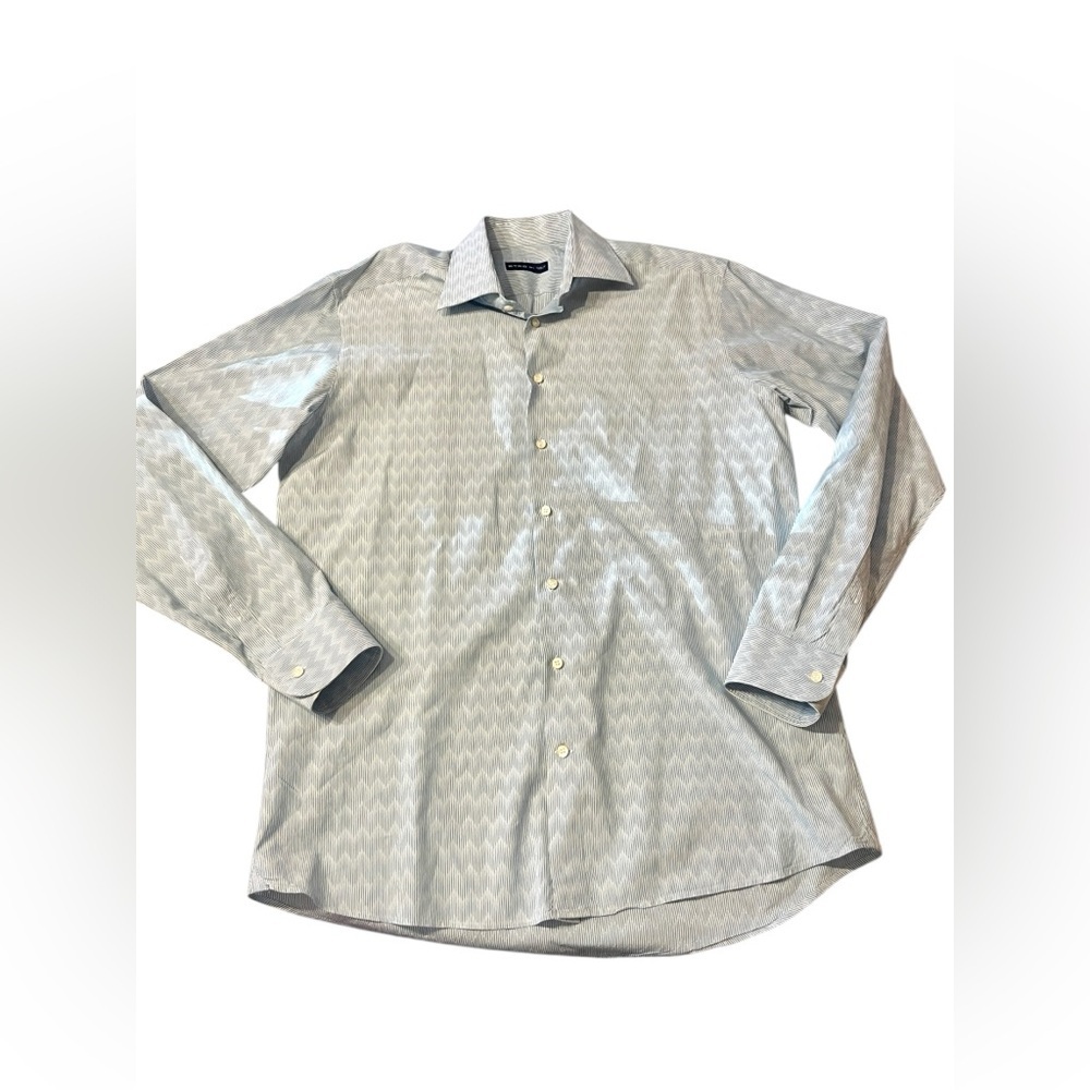 Etro Made in Italy Men's Light Blue/White Patterned Button Down Shirt Sz 41
